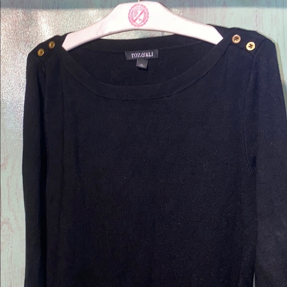 Roz & Ali black zippered shoulders sweater medium - Picture 3 of 5
